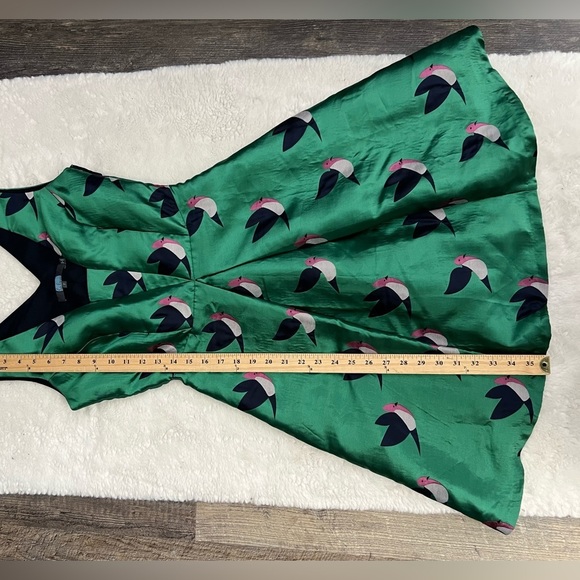 Eva Franco Birdie Print Fit & Flare Green Dress - Picture 12 of 13